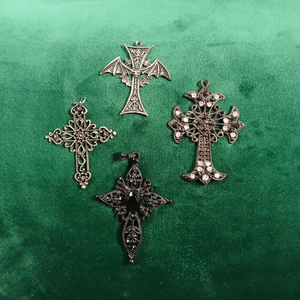 Lot of Four Gothic Cross Pendants
